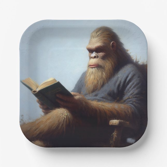 Bigfoot Reading Paper Plates (Front)