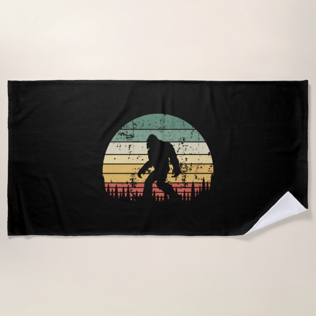 Bigfoot Retro Sunset Gift Beach Towel