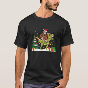 Bigfoot Ridding Dinosaur Christmas Rex Pajamas Men T-Shirt