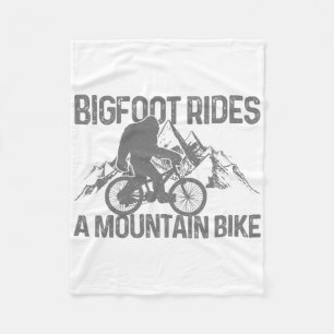 Bigfoot Rides A Mountain Bike Funny Mtb Biking Bik Fleece Blanket
