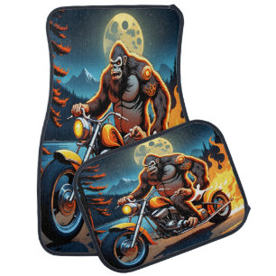 Bigfoot Rides Through the Moonlit Forest Car Floor Mat