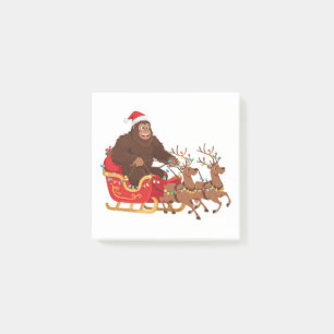 Bigfoot Riding a Christmas Sleigh Through the Snow Post-it Notes