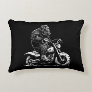 Bigfoot Riding A Motorcycle Bike Funny Sasquatch M Accent Pillow