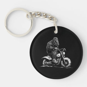 Bigfoot Riding A Motorcycle Bike Funny Sasquatch M Keychain