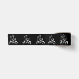 Bigfoot Riding A Motorcycle Bike Funny Sasquatch M Satin Ribbon