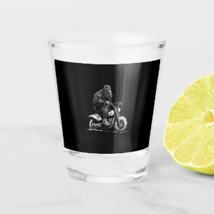 Bigfoot Riding A Motorcycle Bike Funny Sasquatch M Shot Glass