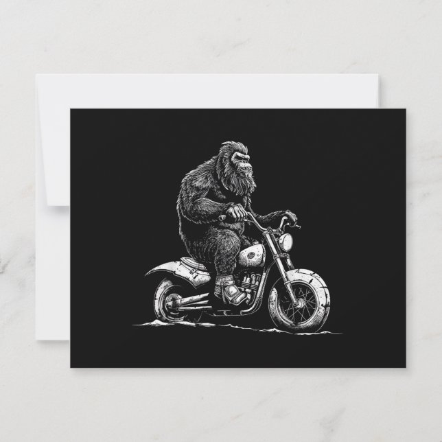 Bigfoot Riding A Motorcycle Bike Funny Sasquatch M Thank You Card (Front)