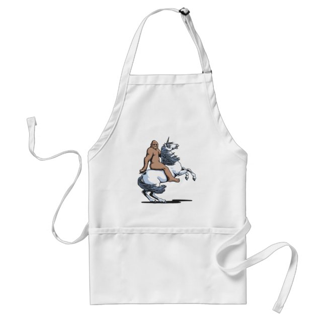 Bigfoot Riding a Unicorn Adult Apron (Front)