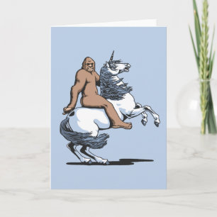 Bigfoot Riding a Unicorn Card
