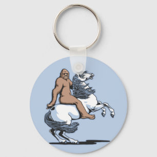 Bigfoot Riding a Unicorn Keychain