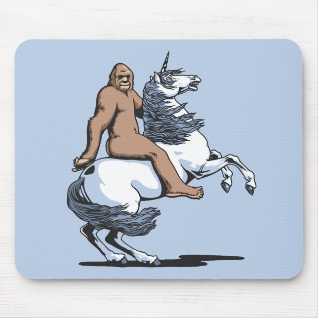 Bigfoot Riding a Unicorn Mouse Pad (Front)