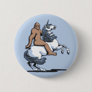 Bigfoot Riding a Unicorn Pinback Button