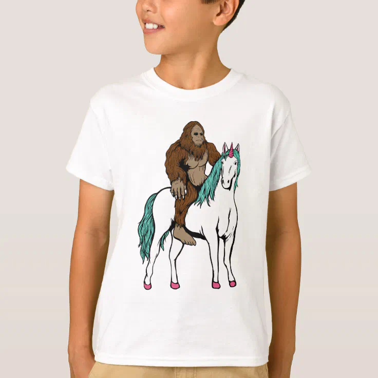 bigfoot riding a unicorn t shirt
