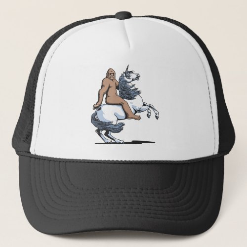 Bigfoot Riding a Unicorn Trucker Hat