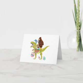 Bigfoot Riding Dinosaur Easter Egg Candy Card