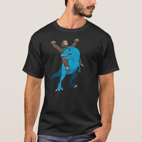 Bigfoot Riding Dinosaur Sasquatch T rex T_Shirt