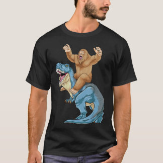 Bigfoot Riding Dinosaur T Rex Cute Sasquatch Dino T-Shirt