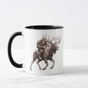 Bigfoot Riding Moose Mug