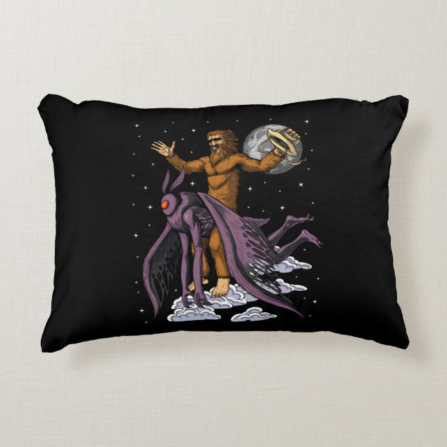 Bigfoot Riding Mothman Accent Pillow (Front)