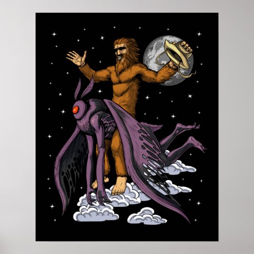 Bigfoot Riding Mothman Poster