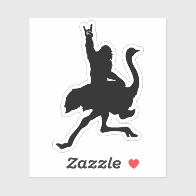 Bigfoot Riding Ostrich Sticker (Sheet)