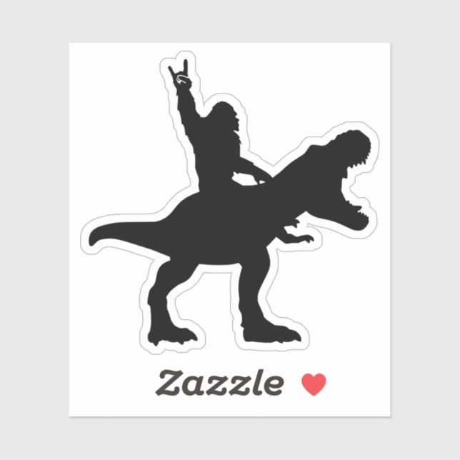 Bigfoot Riding T-Rex   Sticker (Sheet)