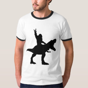 Bigfoot Riding T-Rex  T-Shirt