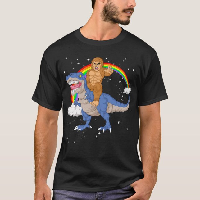 bigfoot riding trex T-Shirt (Front)
