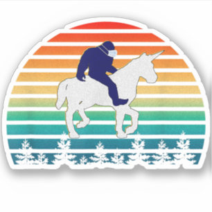 Bigfoot Riding Unicorn Sticker