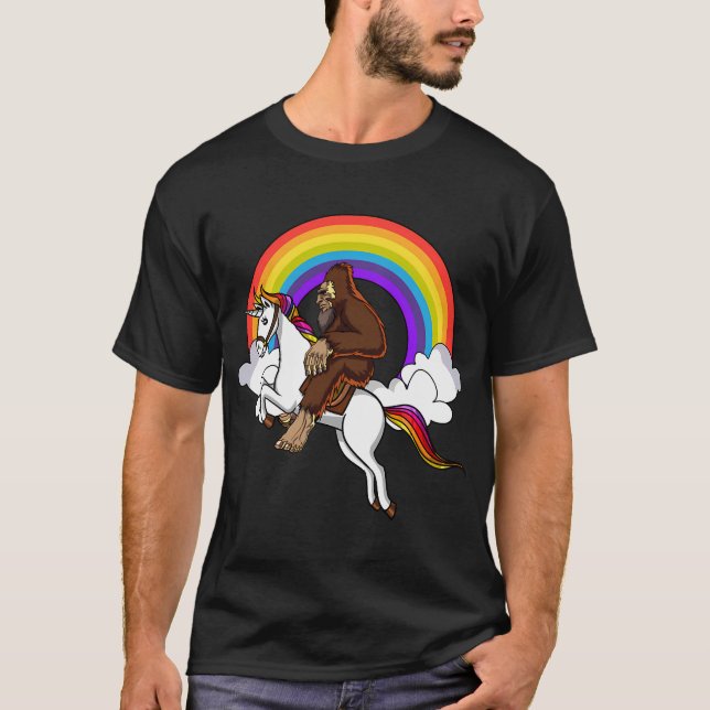 Bigfoot Riding Unicorn T-Shirt (Front)