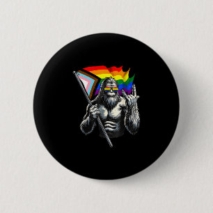 Bigfoot rock on lgbtq new pride flag sasquatch gay button