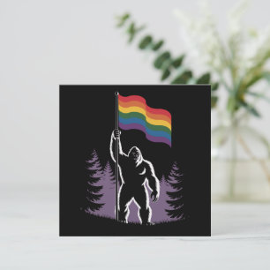 Bigfoot Rock On LGBTQ Progressive New Pride Flag  Invitation
