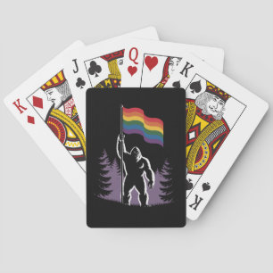 Bigfoot Rock On LGBTQ Progressive New Pride Flag Poker Cards
