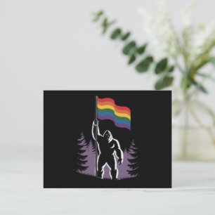 Bigfoot Rock On LGBTQ Progressive New Pride Flag Postcard