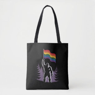 Bigfoot Rock On LGBTQ Progressive New Pride Flag Tote Bag