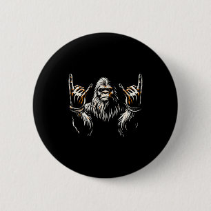 Bigfoot Rock On Sasquatch Rock And Roll Funny Rock Button