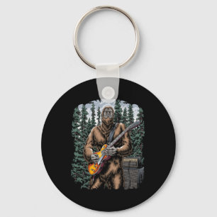 Bigfoot Rockin Out With His Guitar Out - Forest Ja Keychain
