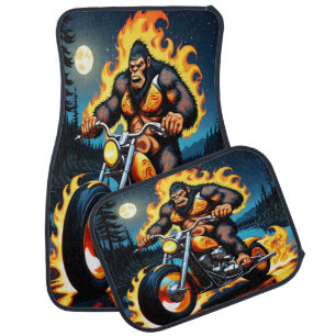 Bigfoot’s Fiery Road Through Nature Car Floor Mat
