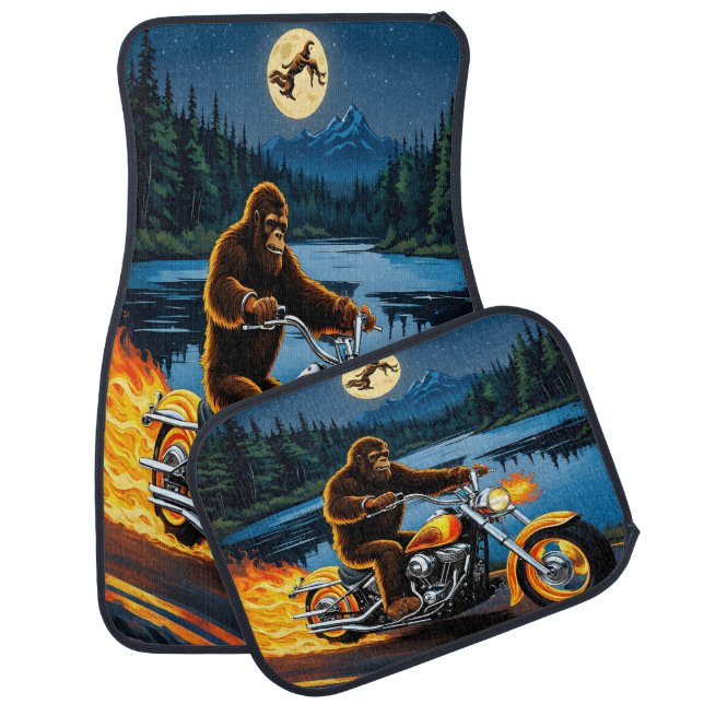 Bigfoot’s Flame-Lit Midnight Chase Car Floor Mat (Set)