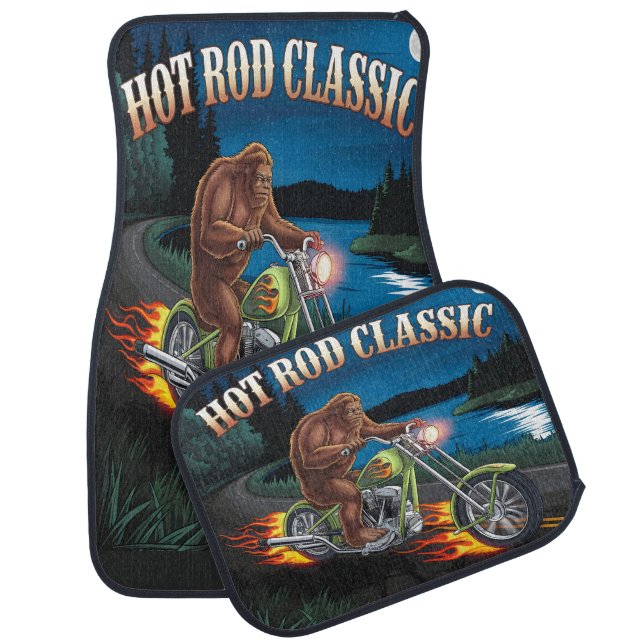Bigfoot’s Moonlit Motorcycle Blaze Car Floor Mat (Set)