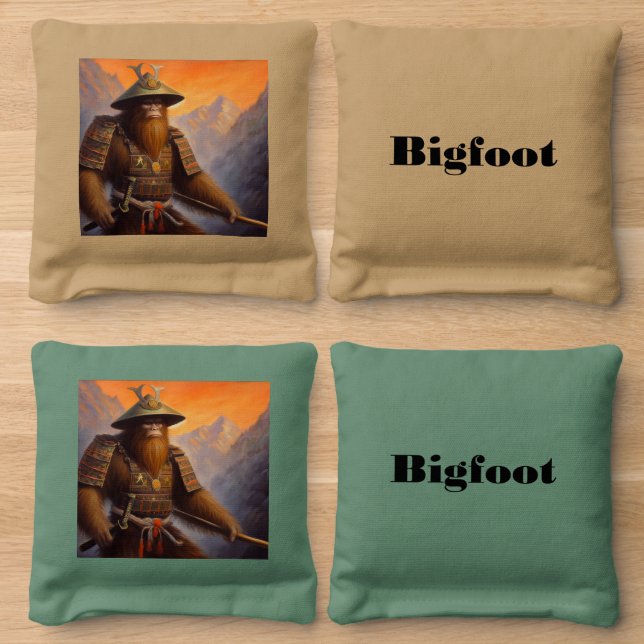 Bigfoot Samurai Cornhole Bags (Wood)