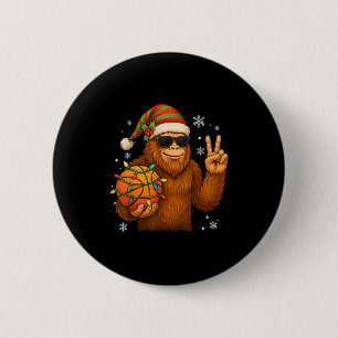 Bigfoot Santa Basketball Christmas  Button