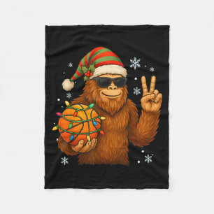 Bigfoot Santa Basketball Christmas Fleece Blanket