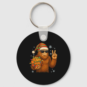Bigfoot Santa Basketball Christmas Keychain