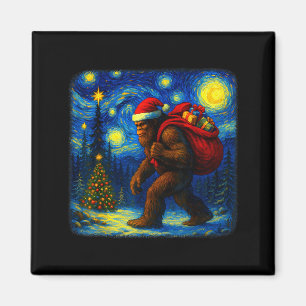 Bigfoot Santa Christmas Starry Night Sasquatch Van Magnet