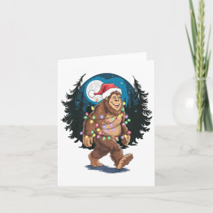 Bigfoot Santa Christmas Tree Lights Funny Xmas Sas Card