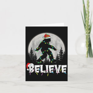 Bigfoot Santa Christmas Tree Lights Funny Xmas Sas Card