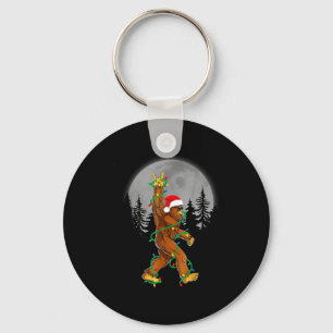 Bigfoot Santa Christmas Tree Lights Funny Xmas Sas Keychain