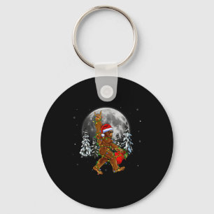 Bigfoot Santa Christmas Tree Lights Funny Xmas Sas Keychain