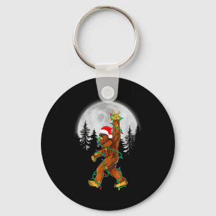 Bigfoot Santa Christmas Tree Lights Funny Xmas Sas Keychain